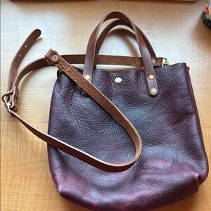 KMM & CO Red Leather Tote Bag with Adjustable Strap